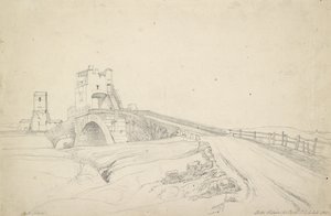 1821年罗马附近的Ponte Salario（石墨在白纸上）