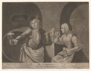 男人和女人喝啤酒和白兰地 啤酒和白兰酒 / Cerevisia et vinum sublimatum