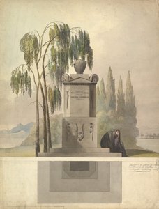 坟墓设计，纽伦堡的Rothgeisser立面图和地面图，1826年。 作者 约翰·格奥尔格·杜施纳
