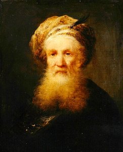 东方人的头像，约1759-62（木板油画） 作者 约翰·乔治·特劳特曼