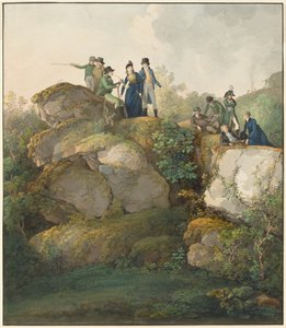 欣赏海塞尔堡山顶日落的皇家宴会，1801年。