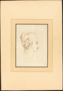 一个女人的头 作者 在 Guercino 之后的 Johann Gottlieb Prestel
