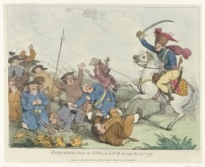 演出
1787 年 9 月和 10 月在荷兰的演出（标题见实物）
四幅关于 1787 年爱国者的英国漫画（系列标题） 作者 托马斯·哈马尔