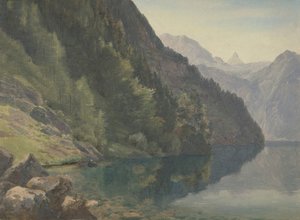 Königsee国王湖的森林海岸，19世纪上半叶。 作者 约翰·海因里希·希尔巴赫