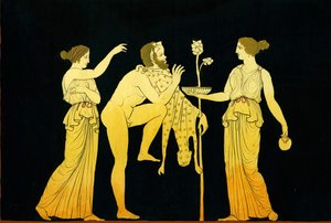 两个maenads向Dionysos c.1796提供葡萄酒