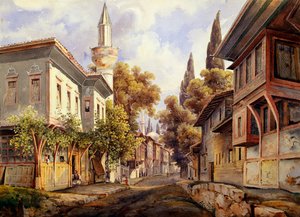 君士坦丁堡的一条街》，1835年 作者 约翰·雅各布·沃尔芬斯伯格
