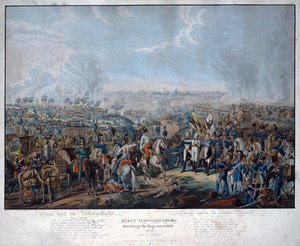 莱比锡之战（民族之战），1813年10月。奥地利陆军元帅施瓦岑贝格（1771-1820）向德国皇帝弗朗茨二世（=奥地利的弗朗茨一世；1768-1835）宣布了莱比锡战役的盟军胜利，地点在特萨。