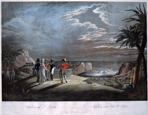 拿破仑-波拿巴在圣赫勒拿岛--鲁根达斯，小约翰-洛伦兹（1775-1826）--水印--47x58--私人收藏