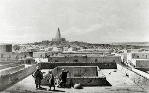 来自旅行者之家露台的廷巴克图，来自“北非和中非的旅行和发现”1857-58出版