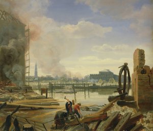 汉堡在1842年的火灾后，1842年