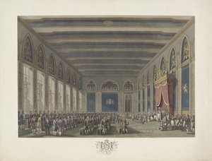 1815 年 9 月 21 日，国王威廉一世在布鲁塞尔建立国家议会 十二幅图画描绘了威廉一世抵达布鲁塞尔并就职以及 1815 年四布拉斯战役和滑铁卢战役（系列标题） 作者 Johann Nepomuk Gibèle (可能)
