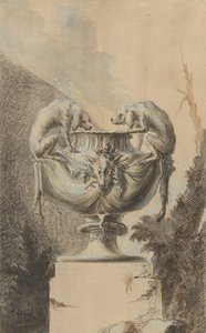 以狩猎为主题的花园花瓶设计，约1740年。 作者 约翰·保罗·埃格尔