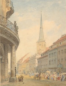 柏林的景色，左边是埃弗拉伊姆宫，1847年。