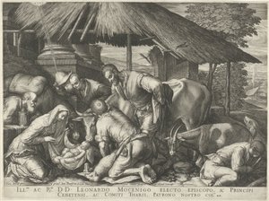 牧羊人与熟睡牧童的崇拜 作者 哈科波·巴萨诺（Jacopo Bassano）