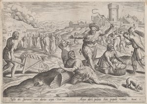 法老殴打以色列人的任务主管，约1585年。