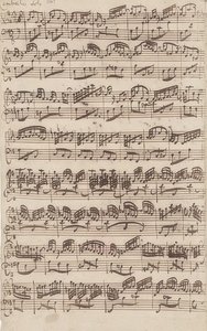 Allegro（大键琴独奏），G大调第六奏鸣曲的第一版，用于小提琴和强制性大键琴。 1725 作者 约翰·塞巴斯蒂安·巴赫（Johann Sebastian Bach）