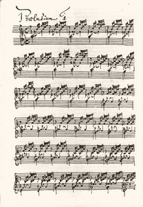 让-塞巴斯蒂安-巴赫（Johann Sebastian Bach）的乐谱页。
