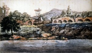 罗马-台伯河的景色，歌德的水彩画，有日期。19世纪。