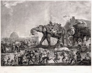 1788年，海德贝克大使馆经帕特纳（Patna）从欧德（Oude）的维齐尔（Vizier）到加尔各答，与康沃利斯勋爵会面c。 1800 作者 Johan Joseph Zoffany