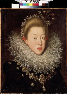 "神圣罗马帝国女皇奥地利安妮（1585-1618 年）（哈布斯堡或蒂罗尔的安妮）肖像" 汉斯-冯-亚琛（1552-1615 年）的绘画作品 17 世纪早期 利沃夫，美术博物馆