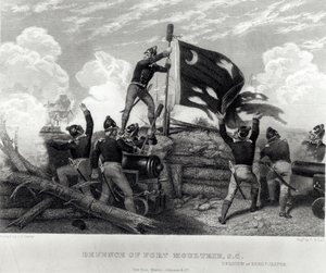 1780年5月12日，南卡罗来纳州莫尔特里堡的威廉·贾斯珀中士的英雄主义，由GR Hall雕刻