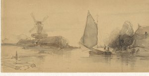 江景与帆船 作者 约翰内斯·博斯布姆
