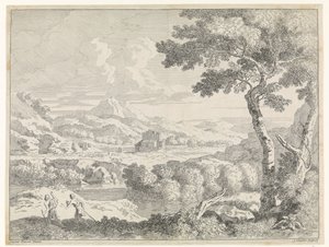 有牧羊人的丘陵风景
加斯帕尔-普桑山水画（系列名称） 作者 约翰尼斯·格劳伯