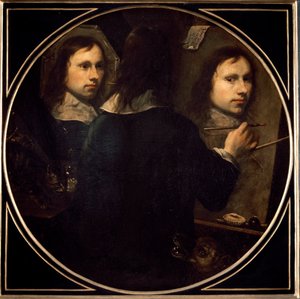 Self Portrait Painting by Johannes Gumpp (1626-?) 1646 Sun. 88,5x89 cm Florence, Galleria degli Uffizi (Offices) 作者 约翰尼斯·冈普（Johannes Gumpp）