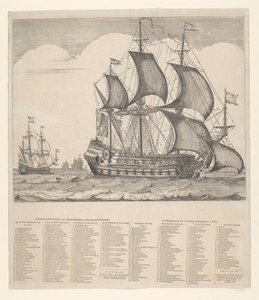 拖曳船及其运行绳甲板的描述 作者 Johannes Jacobsz van den Aveele