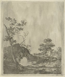 河中有牛的风景 作者 约翰尼斯·詹森（Johannes Janson）