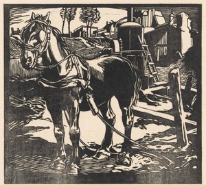挽着车的马 作者 Johannes Josephus Aarts（艺术家签名）
