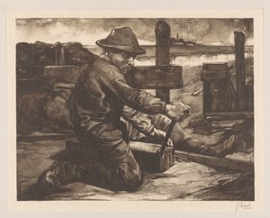 带扳手的工人 作者 Johannes Josephus Aarts（艺术家签名）
