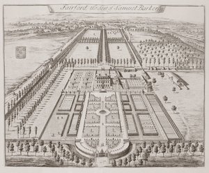 Fairford House，Samuel Barker的座位，来自肯特郡的“三十六个不同的贵族和绅士座位”，作者：Thomas Badeslade（1718-50），出版于1750年