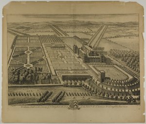 诺丁汉郡的沃拉顿厅 (Wollaton Hall)，《大不列颠插图》中的图版 68