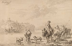坐在骡子上的女人，1769年。