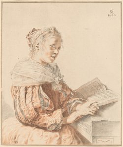 键盘前的年轻女孩，1767年。