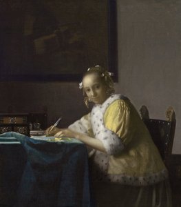 一位女士在写作 作者 约翰·维米尔