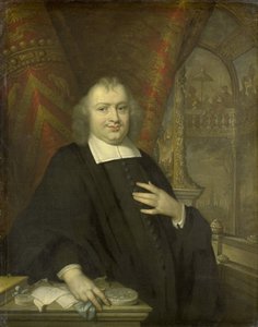 荷兰大养老金领取者加斯帕尔-法格尔的肖像，1672 年以后
背景是位于海牙宾嫩霍夫的荷兰国家会议厅 作者 Johannes Vollevens (I) (复制后)