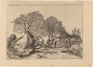 带谷仓和别墅的道路 作者 Johannes 和 Lucas van Doetechum 在《小景观大师》之后