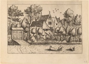 带沟渠的乡村别墅 作者 Johannes van Doetechum，长老和卢卡斯