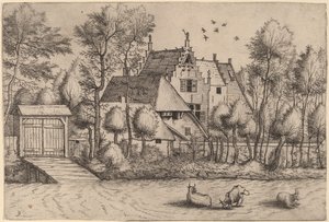 带沟渠的乡村别墅 作者 Johannes van Doetechum，长老和卢卡斯