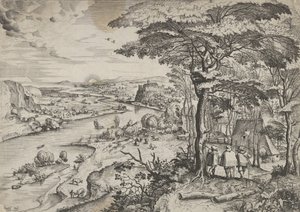 Euntes在Emaus的风景和在Emmaus的朝圣者，约1555-56年。创作人：约翰内斯-凡-多特库姆一世，卢卡斯-凡-多特库姆。 作者 Johannes 和 Lucas van Doetecum