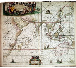 装订在范库伦的 "新扩大的伟大海洋地图集 "中的海图