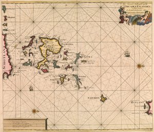Van Keulen 的 "新放大的海洋地图集 "中的 Orcades Eylande（奥克尼群岛）海图