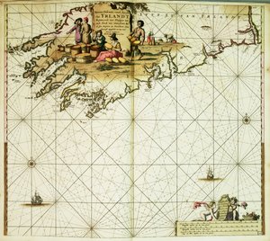 New pascaert, van de suyt syde van Yrlandt beginnende van Blasques till ande Hoeck van Waterfoort。范库伦的 "新近扩大的伟大海洋地图集 "或 "水世界 "中装订的海图