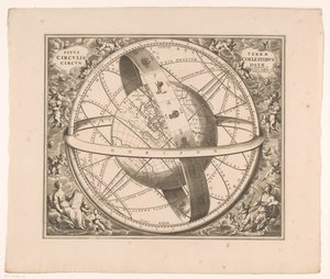根据托勒密体系绘制的地球天体图
Situs terrae circulis coelestibus circundatae（物体标题） 作者 彼得申克（一）