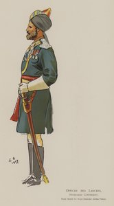 海得拉巴特遣队第3骑兵队军官（彩色平印）。 作者 约翰（后）查尔顿