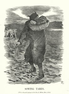 打孔卡通：播种稗子——对社会主义在英国工人中传播的恐惧（版画） 作者 约翰（后）坦尼尔