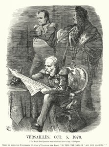 打孔卡通：凡尔赛宫，1870 年 10 月 5 日——普法战争中法国的耻辱（版画） 作者 约翰（后）坦尼尔