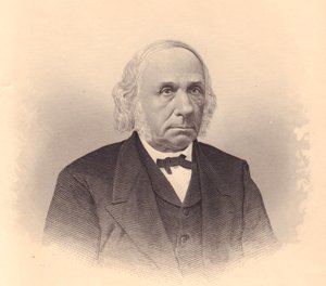 美国工业家和卫理公会牧师托马斯-塔斯克（1799-1892）的肖像，FE-琼斯的雕刻作品，来自美国《女士资料库》，约1870年。 作者 沃尔特·查尔斯·米尔斯